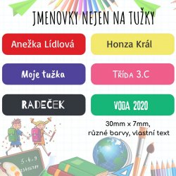 TÉGLALAP SZÍNES névcímkék nem csak ceruzákra és tollakra 30x7 mm (80 db)