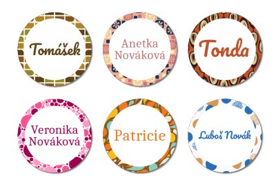 VASALHATÓ névcímkék ABSZTRAKT 25 mm (30 db)