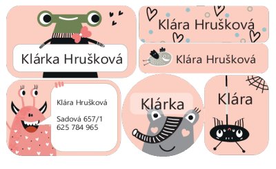 VASALHATÓ névcímkék SZÖRNYECSKÉK (48 db)
