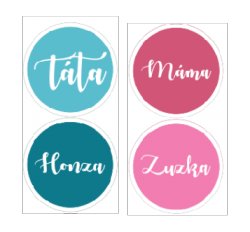 SET MINI CERC - etichete cu nume pentru mai mulți copii 20 mm (48 buc.)