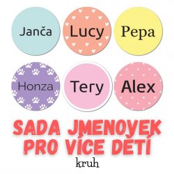 SET MINI CERC - etichete cu nume pentru mai mulți copii 20 mm (48 buc.)