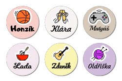 ZÁJMY MINI štítky  22mm (42ks)
