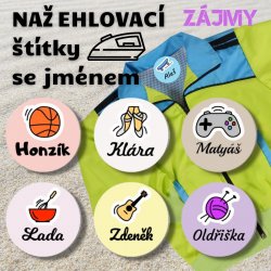 Etichete cu nume TERMOADEZIVE HOBBY-URI 22 mm (42 buc.)