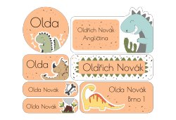 Set DINOZAUR etichete cu nume (42 buc.)
