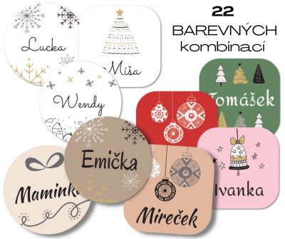 KARÁCSONY 20 névcímkék - KÉSZLET (20 db)