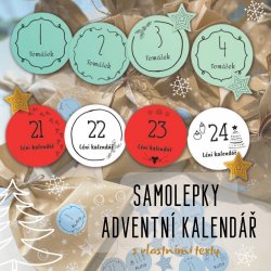KALENDÁŘ ADVENTNÍ samolepky 30mm (24+8ks)