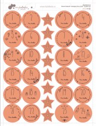 CALENDAR DE ADVENT autocolante 30 mm (24+8 buc.) - Crăciun