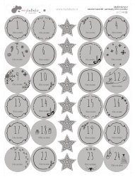 CALENDAR DE ADVENT autocolante 30 mm (24+8 buc.) - Crăciun
