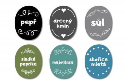 OVÁLIS - KÉSZLET fűszertartókra 35 mm x 45 mm (16 db)
