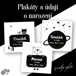 FEKETE a FEHÉREN Poszter születési adatokkal 30x30 cm