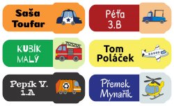 KÖZLEKEDÉSI ESZKÖZÖK névcímkék 45x17 mm (27 db)