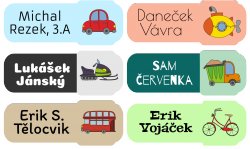 KÖZLEKEDÉSI ESZKÖZÖK névcímkék 45x17 mm (27 db)