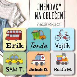 Vasalható MINI névcímkék AUTÓK+ 20x20 mm (48 db)