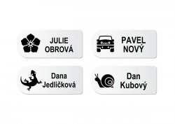 NAŽEHLOVACÍ štítky IKONA ČERNOBÍLÉ 35x15mm (44ks)