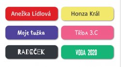 MA - TÉGLALAP SZÍNES névcímkék íróeszközökre 30x7 mm (40 db)