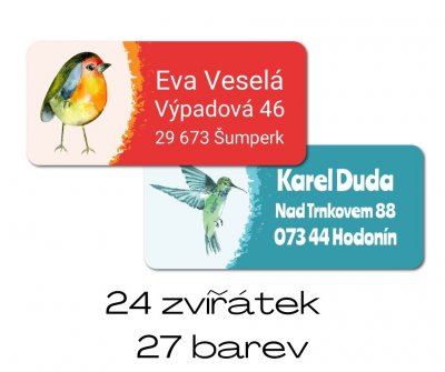 Acuarelă ANIMĂLUȚE etichetă cu nume 45x20 mm (24 buc.)