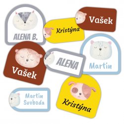 ÁLLATFEJECSKÉK - KÉSZLET - névcímkék (40 db)
