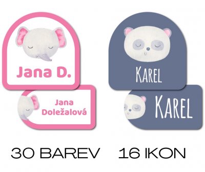 Vasalható névcímke-készlet ÁLLATFEJECSKÉK (40 db)