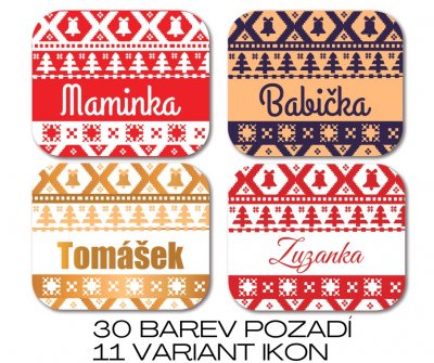 Etichete cu nume de Crăciun NORDIC, 35x29 mm (24 buc.)