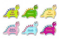 MA - Etichetă cu nume termoadezivă Dinozaur 34x29 mm (12 buc.)