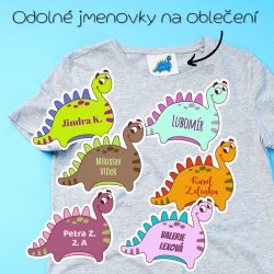 MA - Etichetă cu nume termoadezivă Dinozaur 34x29 mm (12 buc.)