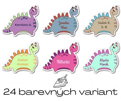 MA - Etichetă cu nume termoadezivă Dinozaur 34x29 mm (12 buc.)