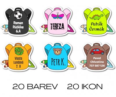 MA - RUCSĂCEL etichetă cu nume 35x29 mm (12 buc.)