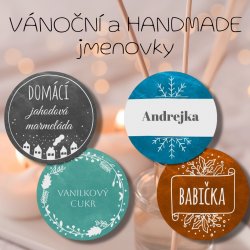 HANDMADE matricák és KARÁCSONYI névcímkék KÉSZLET 43 mm (12 db)