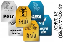 Karácsonyi névcímkék ajándékokra, GIFT készlet 32x43 mm (16 db)