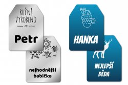Karácsonyi névcímkék ajándékokra, GIFT készlet 32x43 mm (16 db)