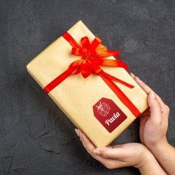 Karácsonyi névcímkék ajándékokra, GIFT készlet 32x43 mm (16 db)