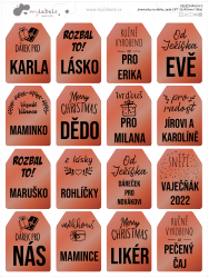 Karácsonyi névcímkék ajándékokra, GIFT készlet 32x43 mm (16 db)