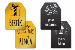 Etichete cu nume de Crăciun pentru cadouri, set GIFT 32x43 mm (16 buc.)
