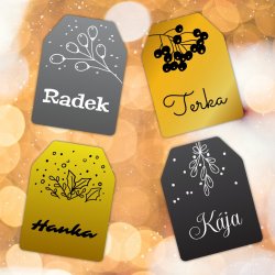 Etichete cu nume de Crăciun pentru cadouri, set GIFT 32x43 mm (16 buc.)
