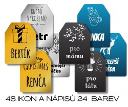 Etichete cu nume de Crăciun pentru cadouri, set GIFT 32x43 mm (16 buc.)