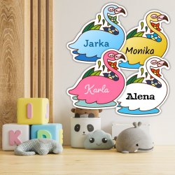 MA - FLAMINGO etichetă cu nume 32x32 mm (10 buc.)