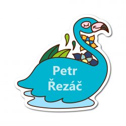 MA - Etichetă cu nume termoadezivă FLAMINGO 32x32 mm (10 buc.)