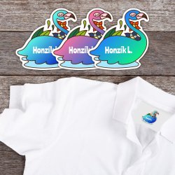 MA - Etichetă cu nume termoadezivă FLAMINGO 32x32 mm (10 buc.)
