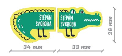 MA - KROKODIL névcímkék cipőre 67x26 mm (12 db)