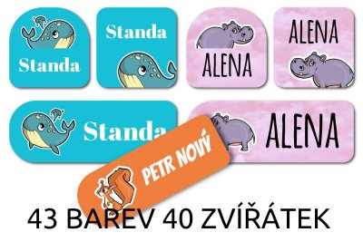 SET ANIMALE etichete cu nume (36 buc.)
