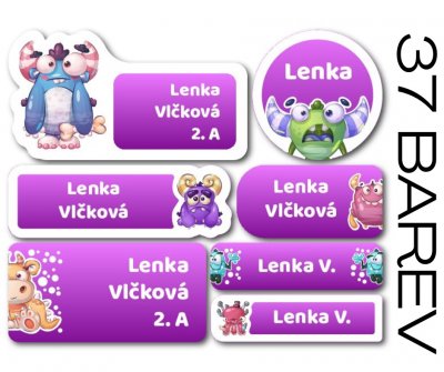 Vasalható névcímkék MONSTER készlet (42 db)