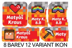 Etichete cu nume TERMOADEZIVE PIXELART set (40 buc.)
