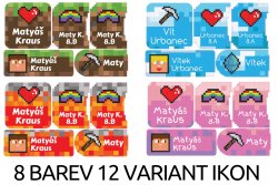VASALHATÓ névcímkék PIXELART készlet (40 db)