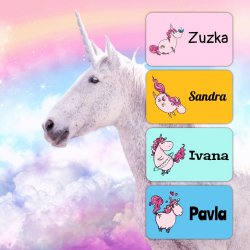 MINI címkék UNICORN 25x15 mm (55 db)
