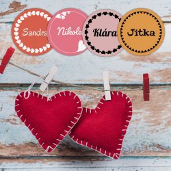 HEARTS sada samolepek, 40mm (12ks)