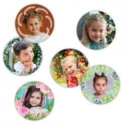 Vánoční 44mm FOTOSAMOLEPKY VĚNEČKY sada (3x4ks)