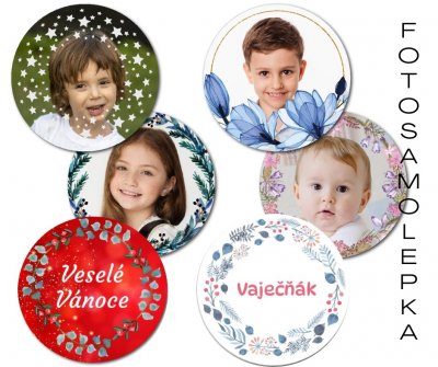 Vánoční 44mm FOTOSAMOLEPKY VĚNEČKY sada (3x4ks)